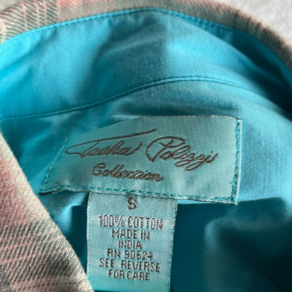 New Tasha Polizzi Western Pearl Snap button front warm flannel Shirt pink/gr… - Picture 11 of 16